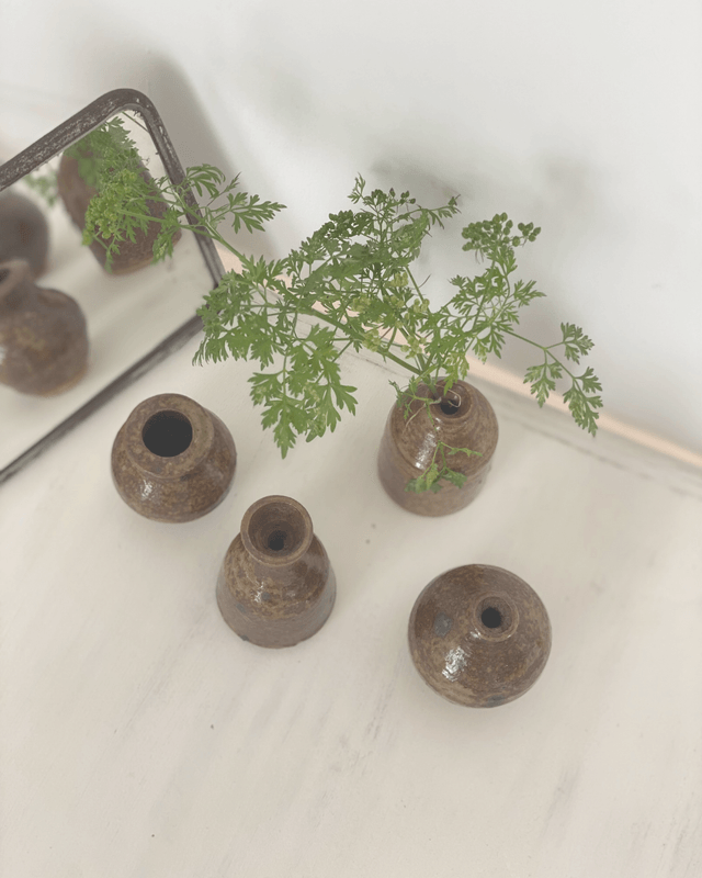 Lot Mini pots en grès vernissé